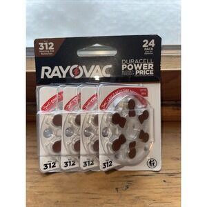 NEW! RAYOVAC 312 Hearing Aid Zinc Air Batteries 24 Pack Exp 03/2028 CR